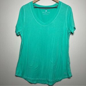 Free Fly Women Top XL Green V-Neck Short Sleeve Bamboo‎ Outdoor Granola Girl